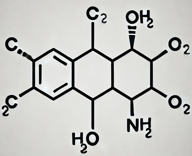 A minimalist illustration of the DMT (Dimethyltryptamine) molecule with simple black lines and labeled atoms on a white background.