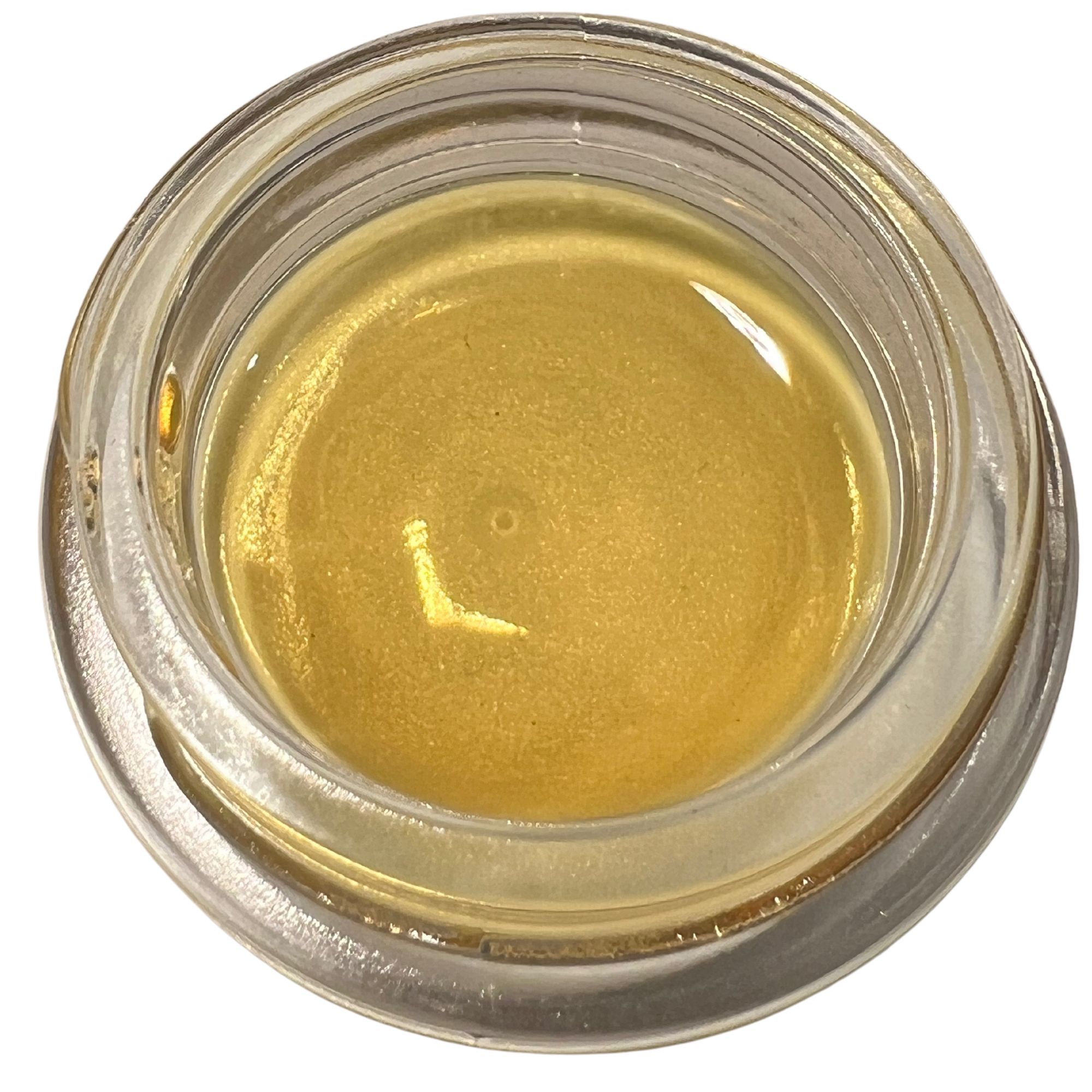 Golden Cannabis 95% Distillate Golden cannabis distillate in a glass jar