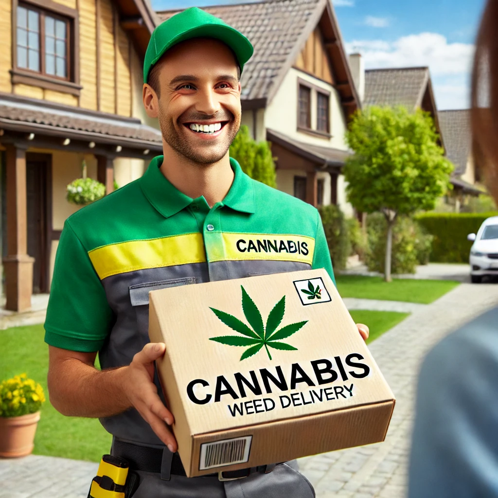Friendly delivery person delivering a package from A1 Terps in Victoria.