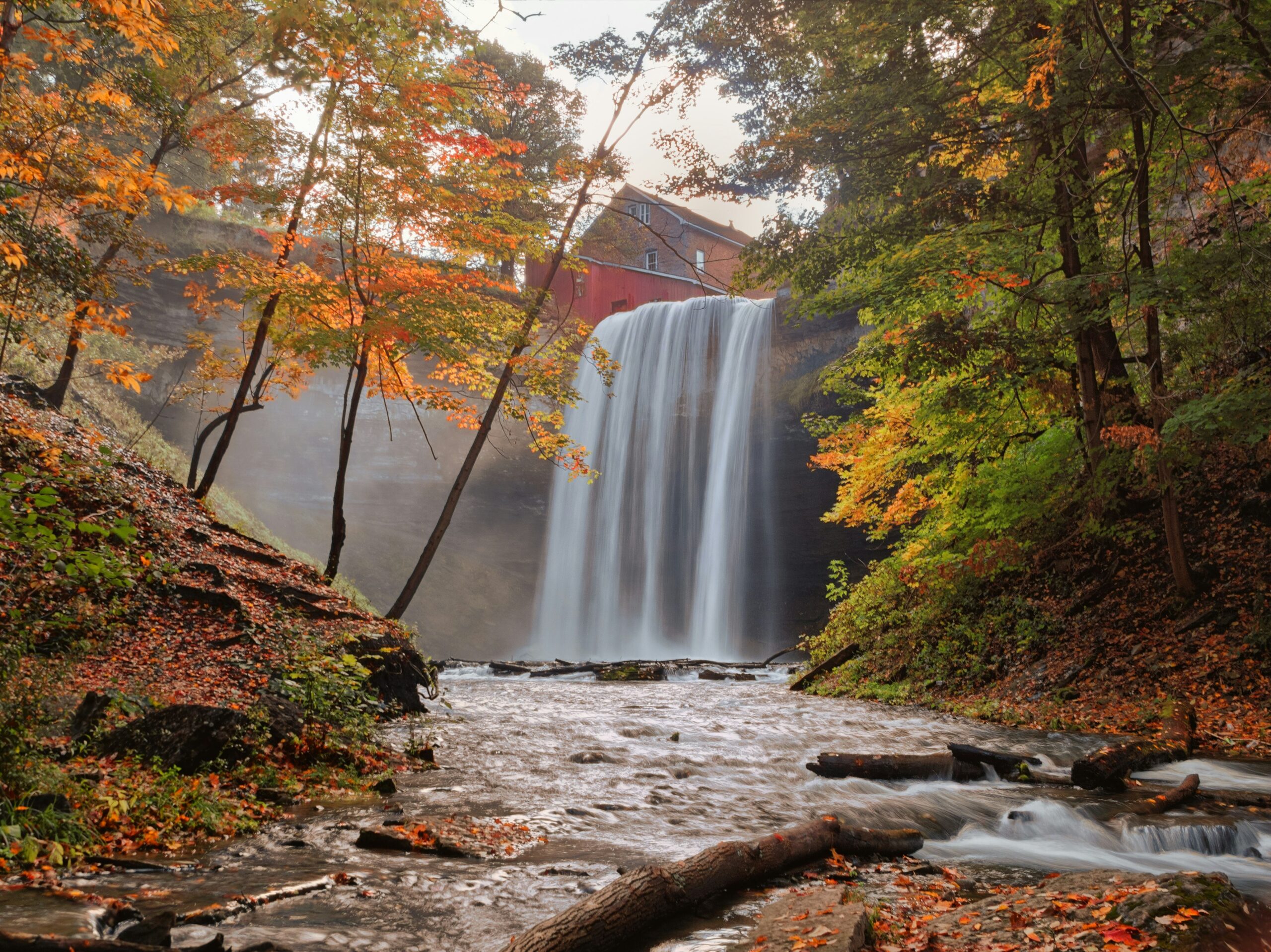 Beautiful waterfall in St. Catharines after enjoying cannabis from a weed delivery by A1 Terps