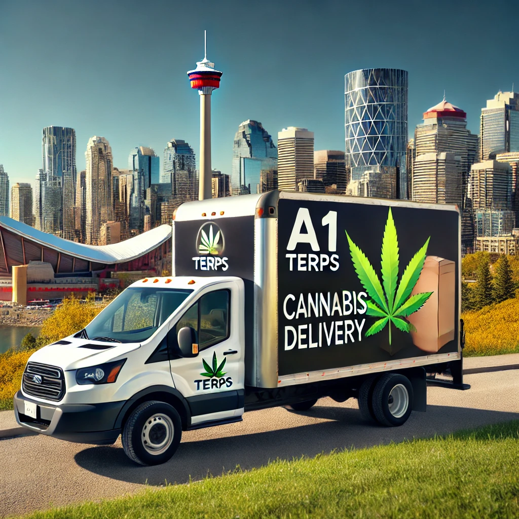 Cannabis delivery vehicle with A1 Terps logo in Calgary