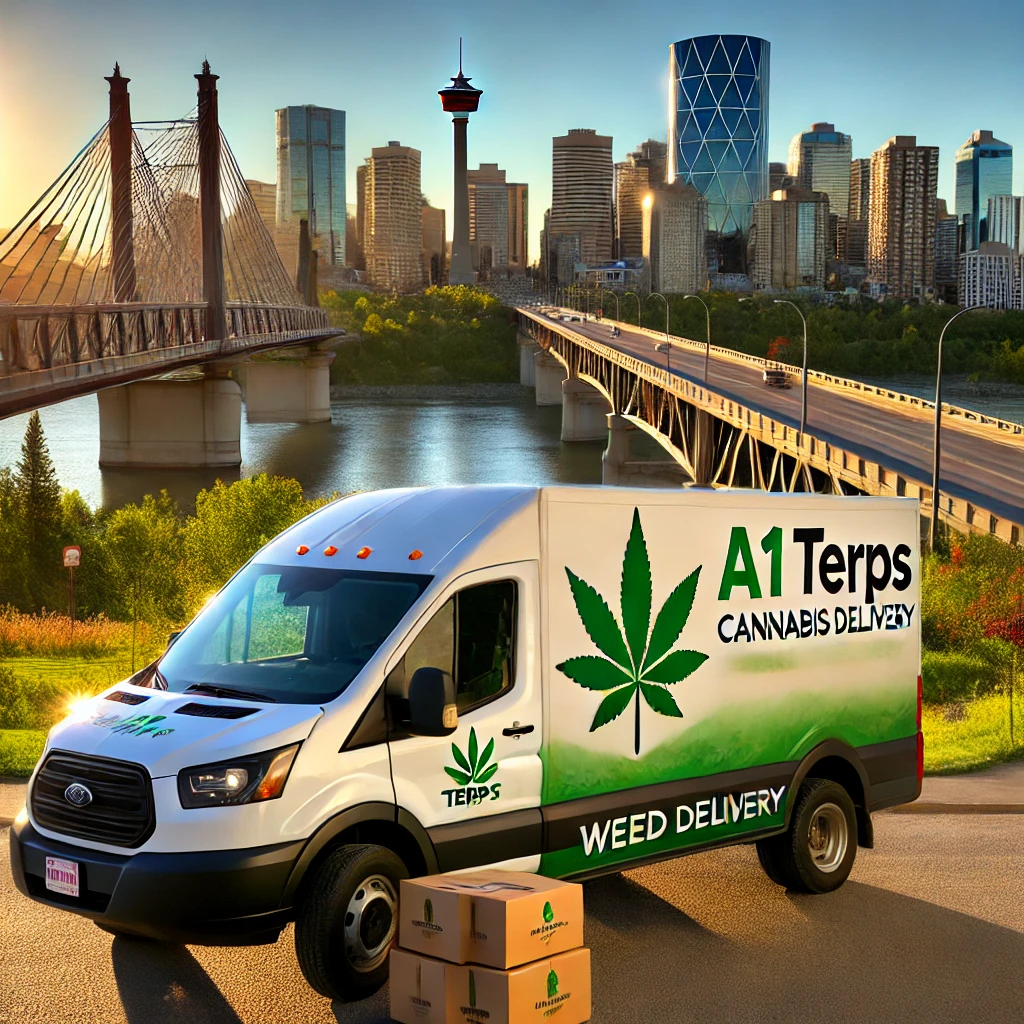 Cannabis delivery vehicle with A1 Terps logo in Edmonton