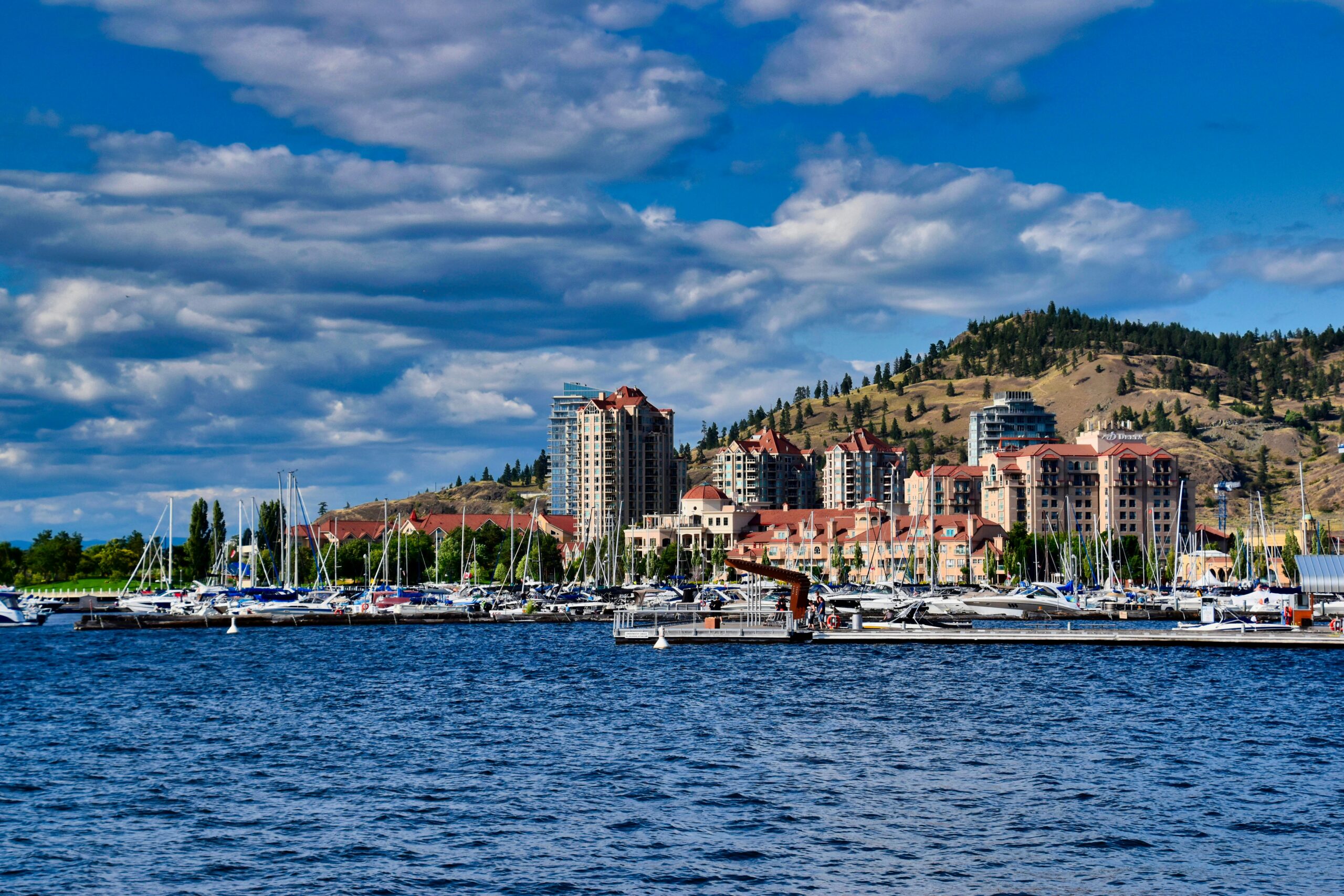 Weed delivery Kelowna cityscape by the lake