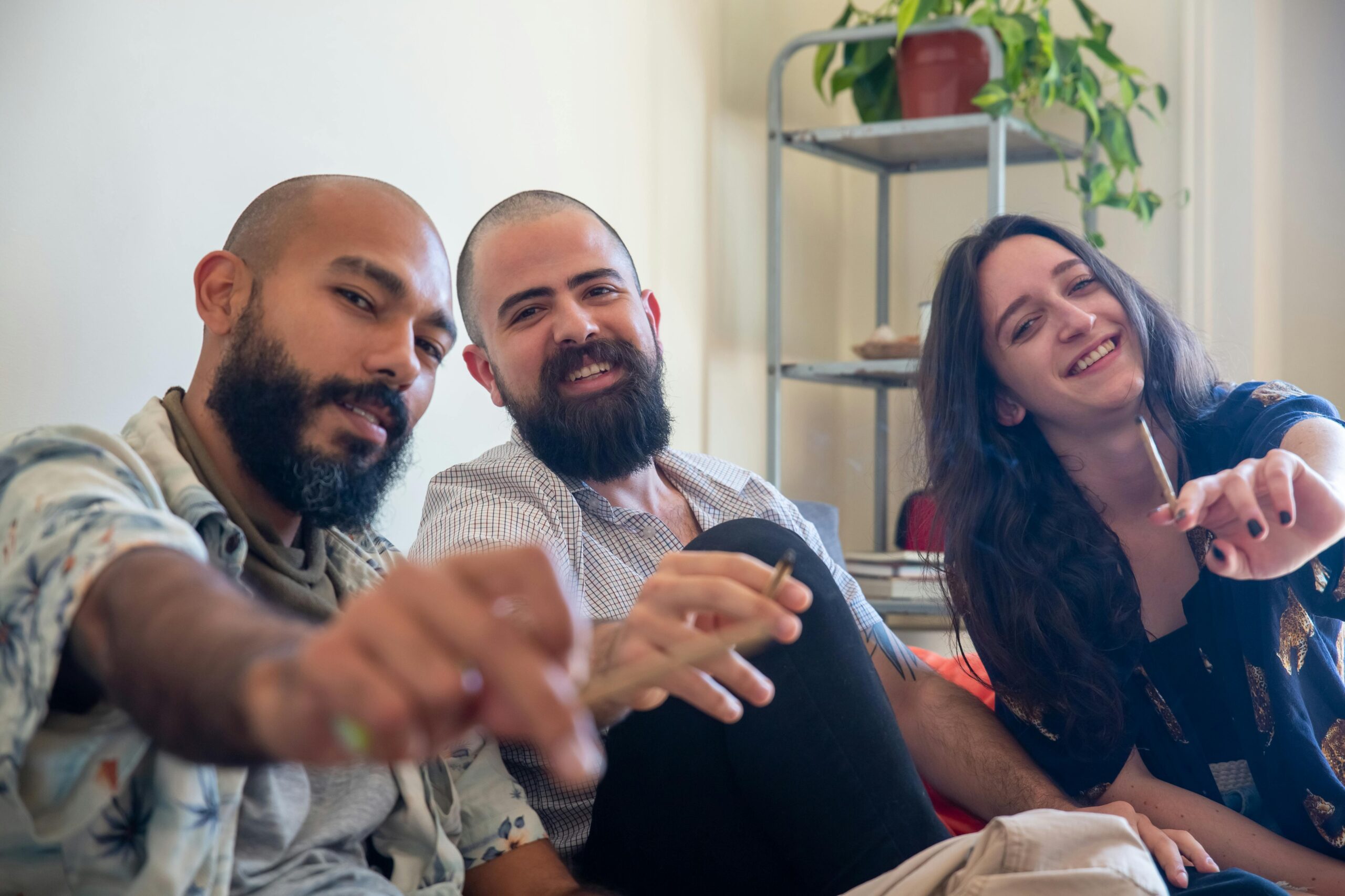 Friends enjoying cannabis together after a weed delivery