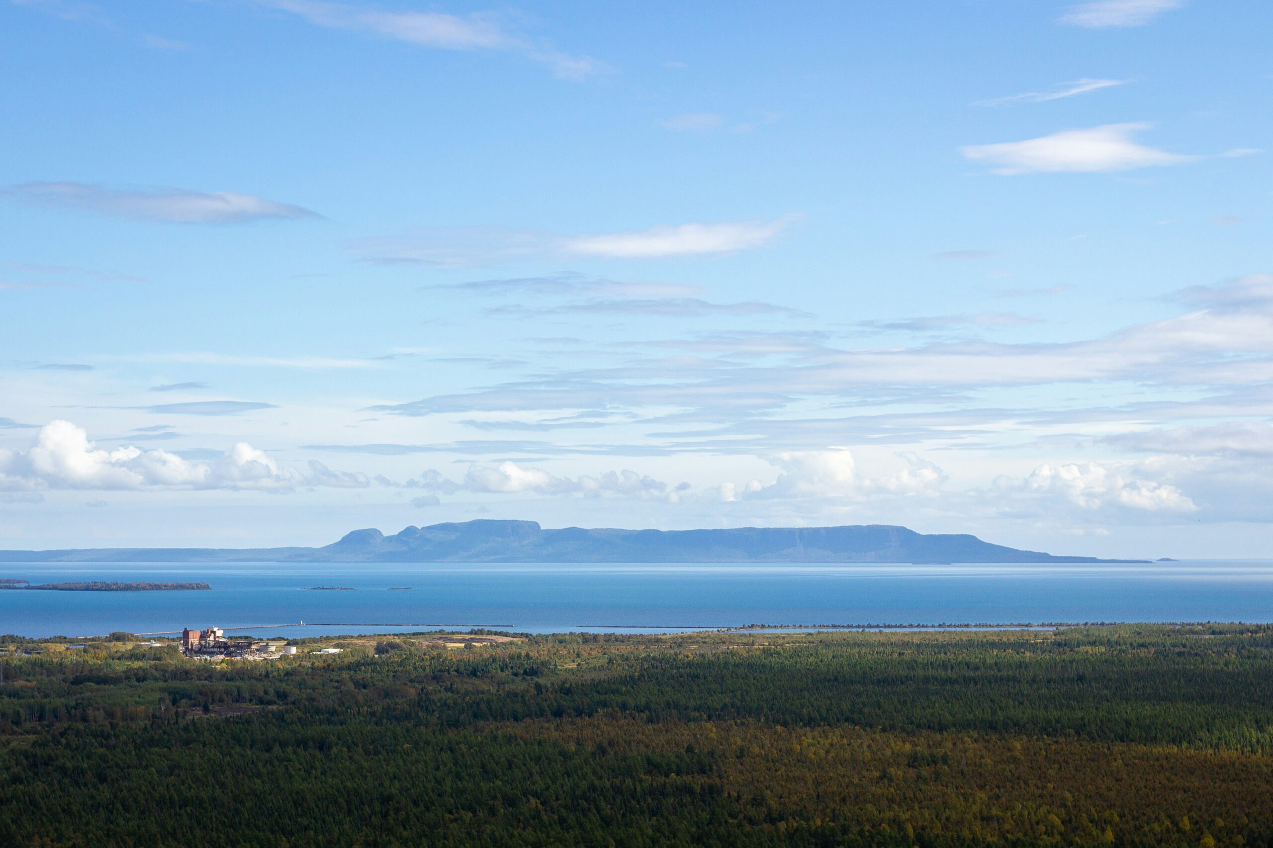 The Sleeping Giant in Thunder Bay under a clear blue sky.
