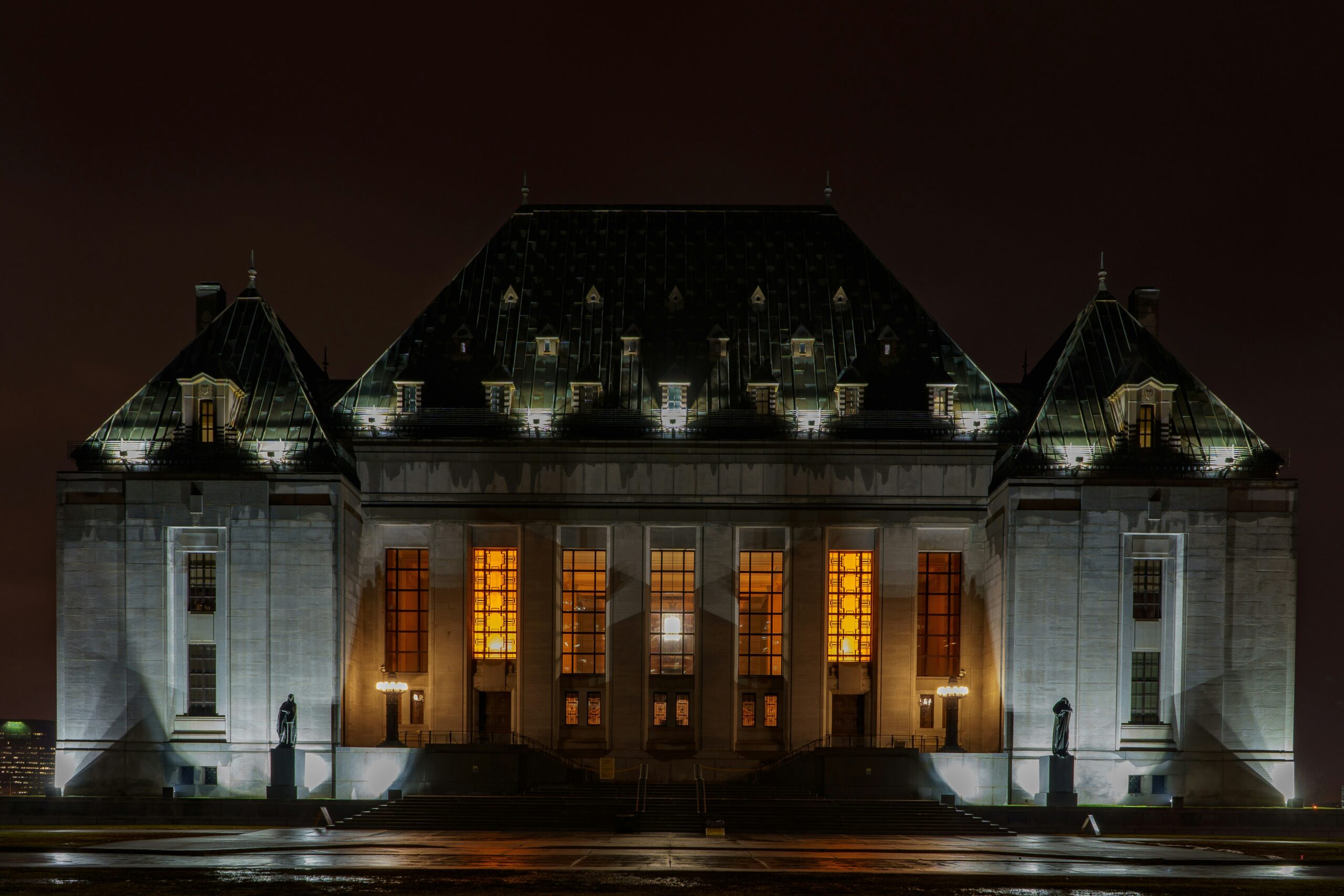 Supreme Court of Canada building at night related to weed delivery Victoria